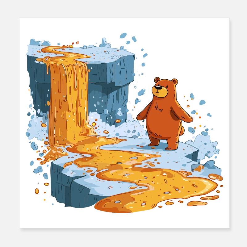Bär am Lavastrom auf Eis Poster 8" x 8" (20x20 cm)