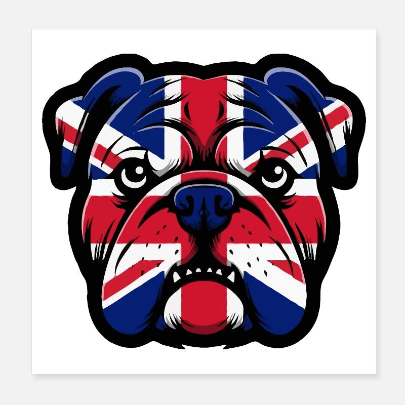 Portrait du bouledogue Union Jack Poster 20 x 20 cm
