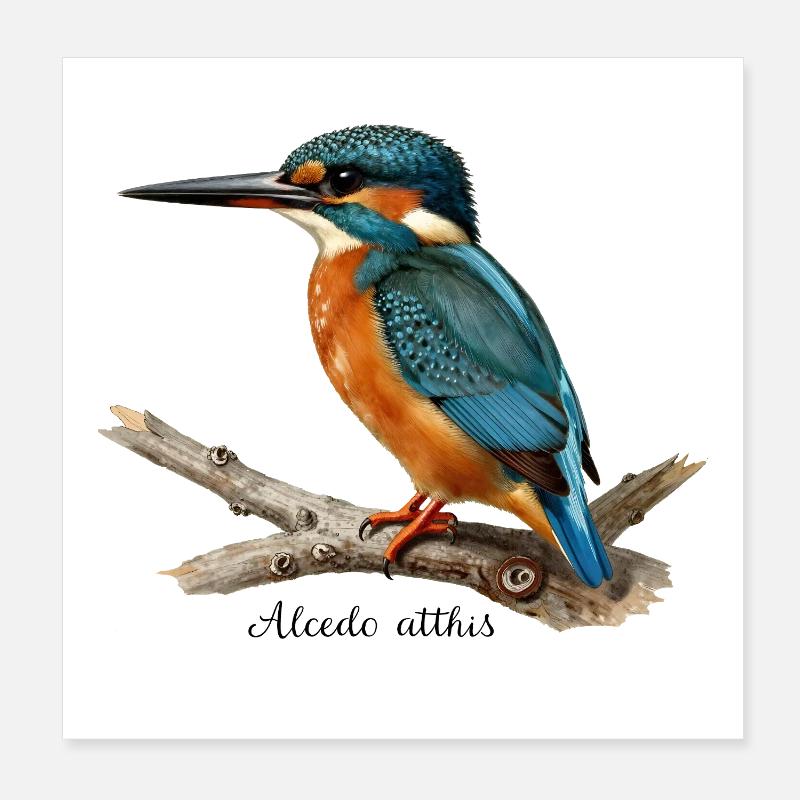 Bunter Eisvögel auf Ast Poster 20x20 cm