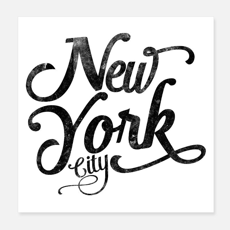 New York City - Black Vintage Script Poster 20 x 20 cm