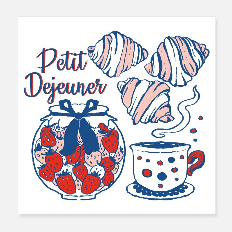 Petit Déjeuner Breakfast Design Poster 8" x 8" (20x20 cm)