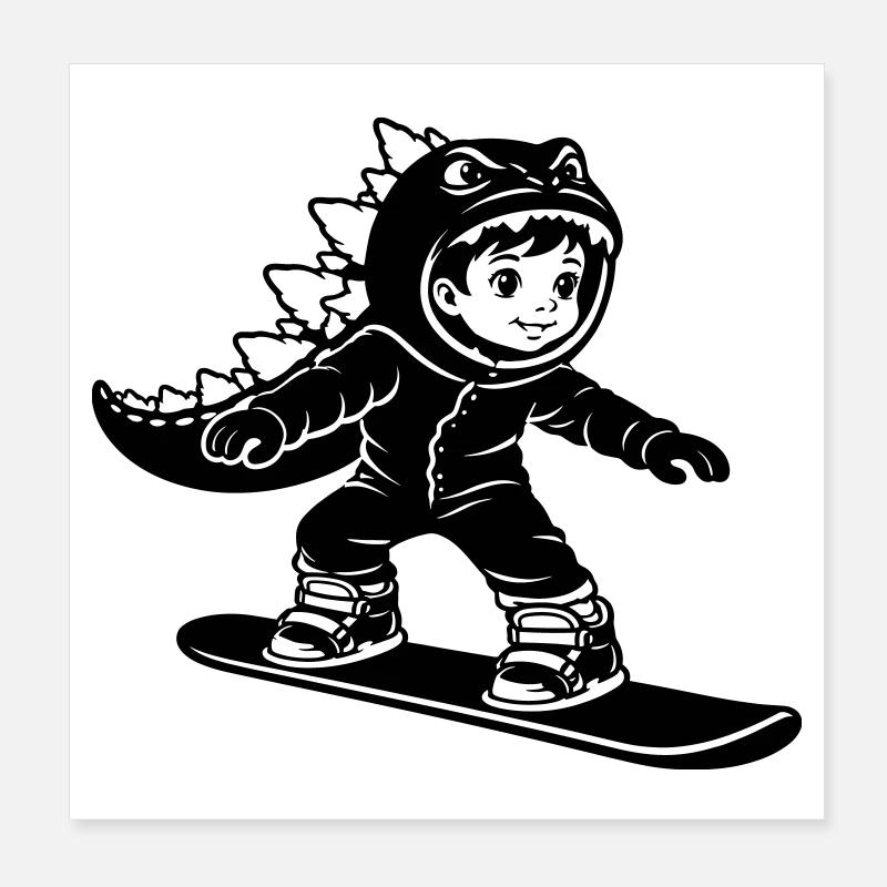 Snowboard Dragon Boy Poster 20x20 cm