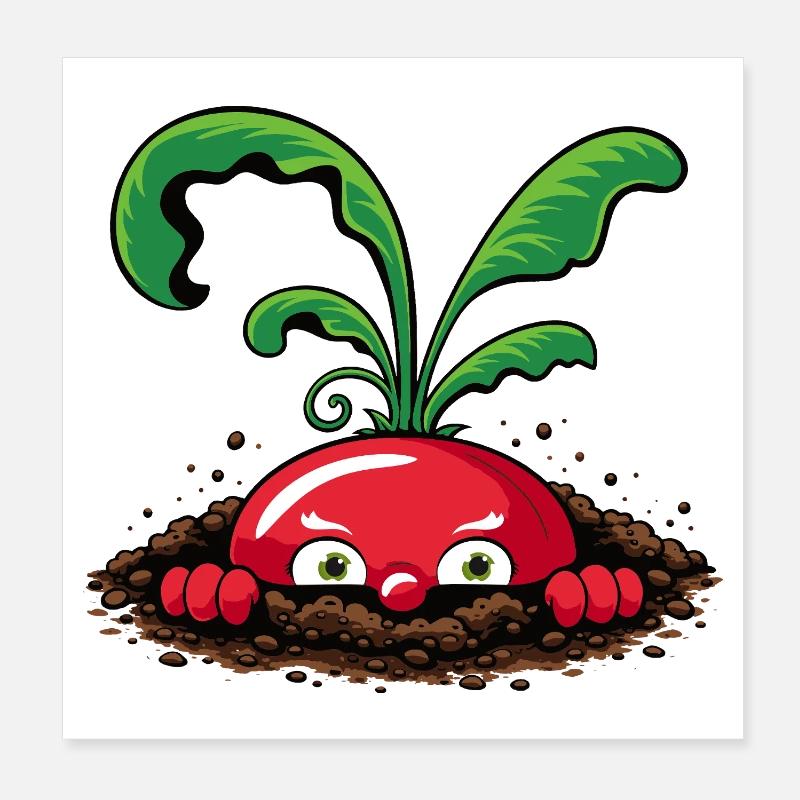 Curious radish from the earth Poster 8" x 8" (20x20 cm)