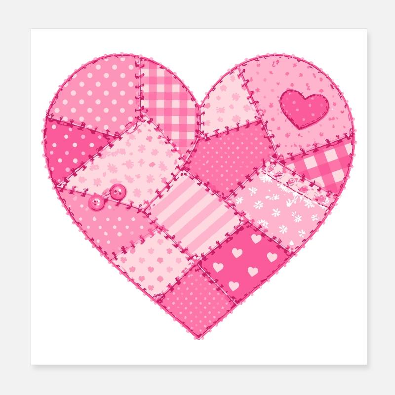 Patchwork-Herz in Rosa Quilt Poster 20x20 cm