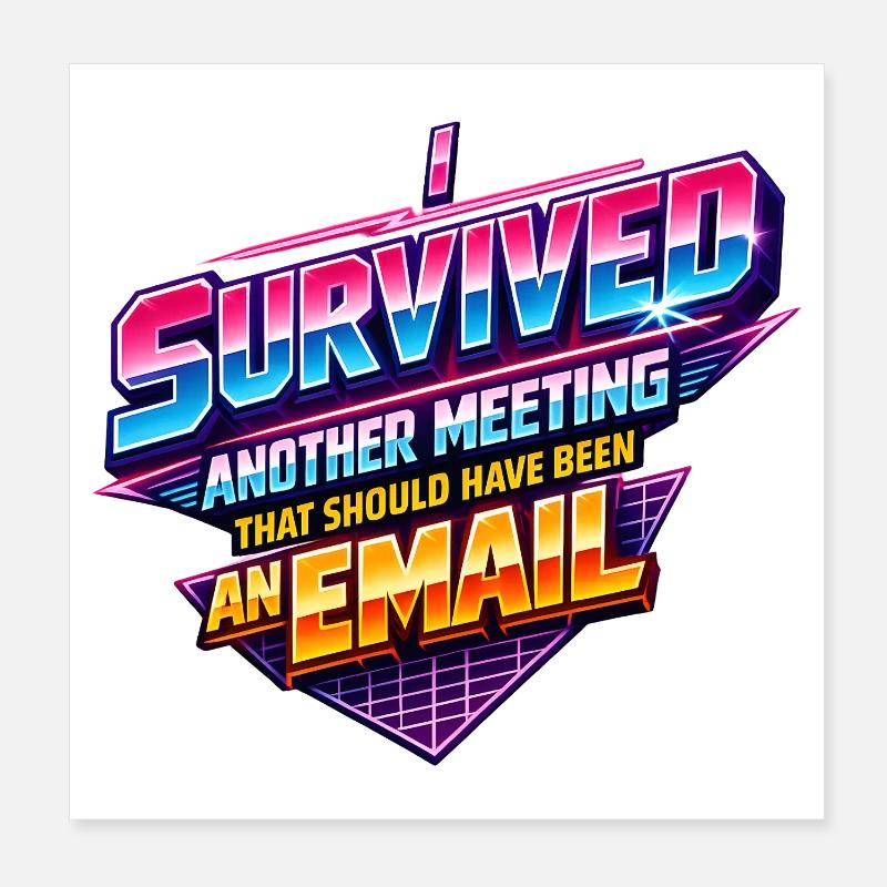 Büro Email Spruch 80s Retro Poster 20x20 cm