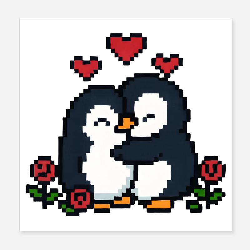 Pixel Pinguin Poster 20x20 cm