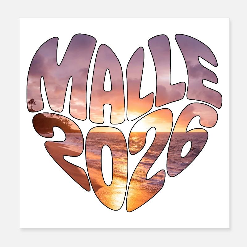 Mallorca Malle 2026 Heart (Sunset Version) Poster 8" x 8" (20x20 cm)
