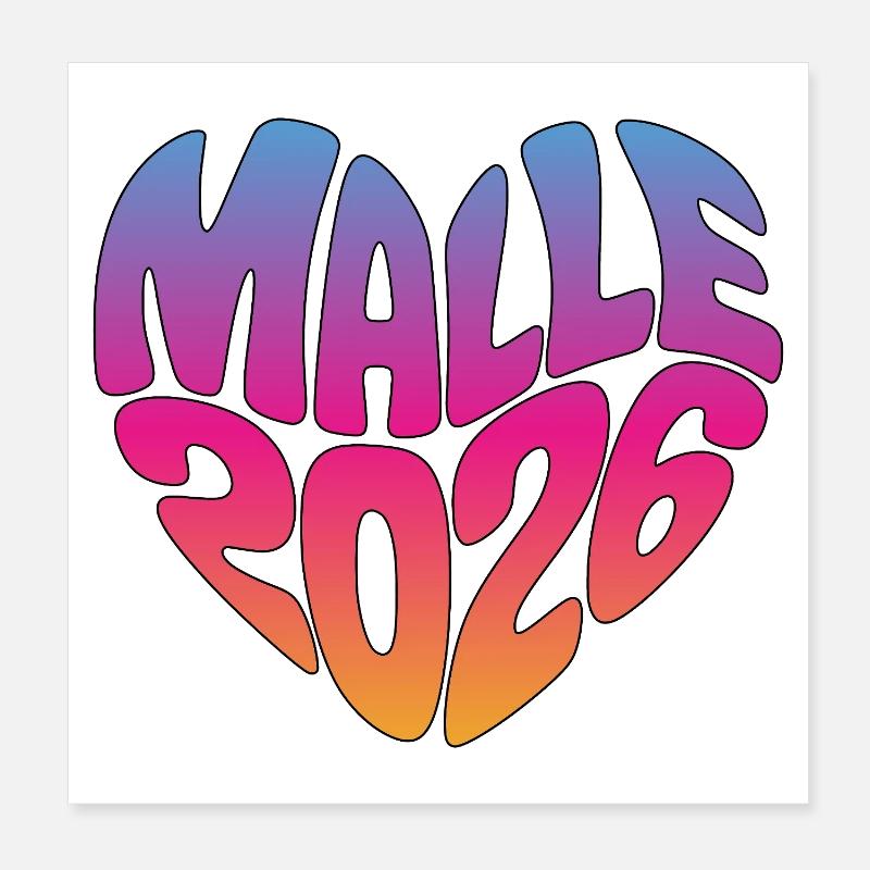 Mallorca Malle 2026 - Poster 20x20 cm - Weiß