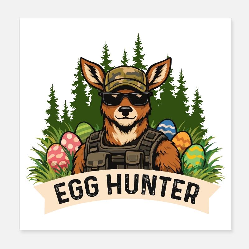 Teinture d’œufs de printemps Egg Hunter Easter Bunny Poster 20 x 20 cm