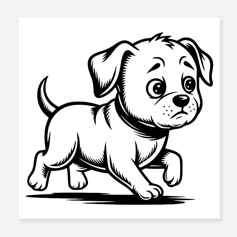 Promenade de chiot en course Poster 20 x 20 cm