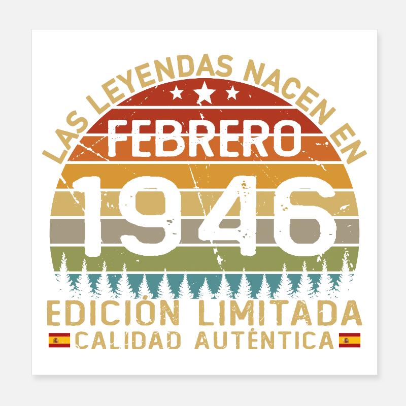 Février, Légendes, né en février 1946 Poster 20 x 20 cm