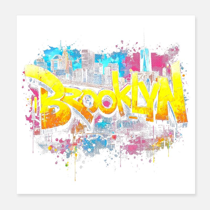 Brooklyn Graffiti Neon City Splash Poster 20 x 20 cm