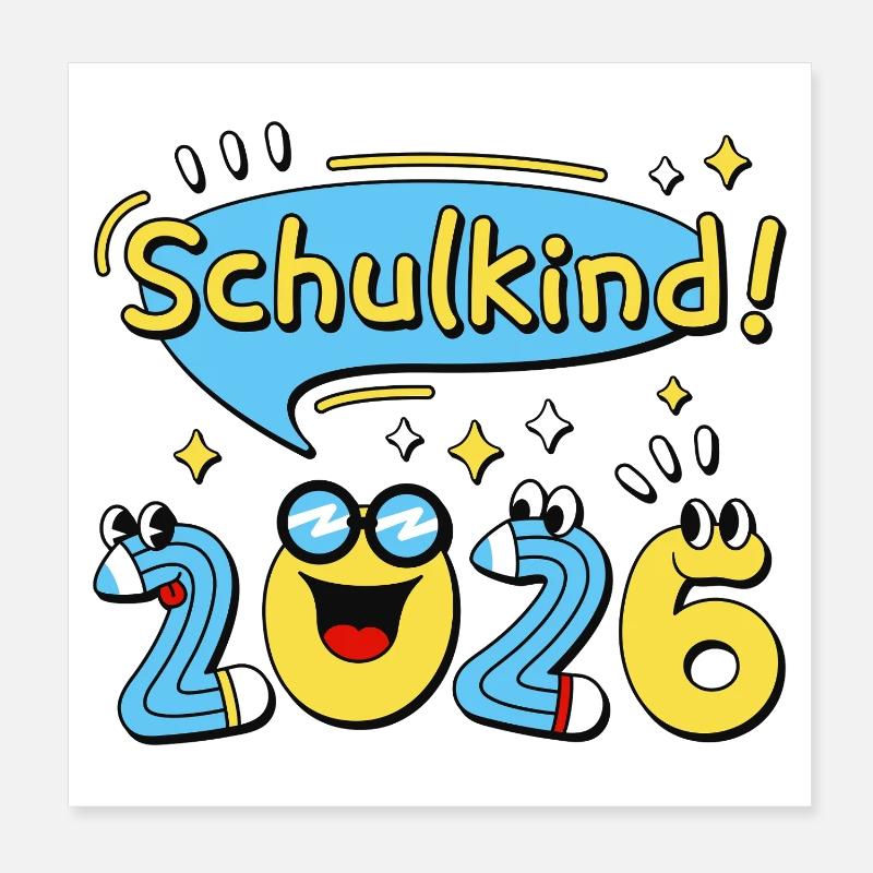 Schulkind 2026 Einschulung Schulanfang Comic Poster 20x20 cm
