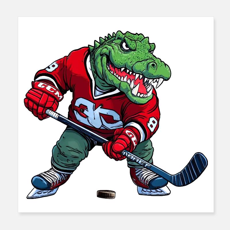 Krokodil Eishockey Alligator Poster 8" x 8" (20x20 cm)