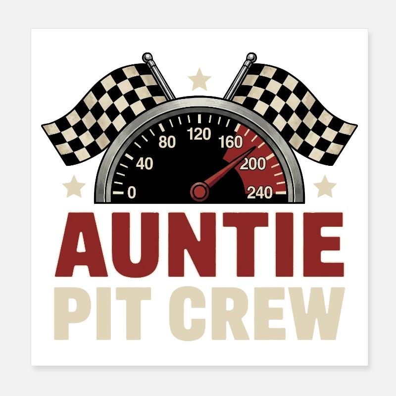 Auntie Pit Crew Racing Poster 20x20 cm