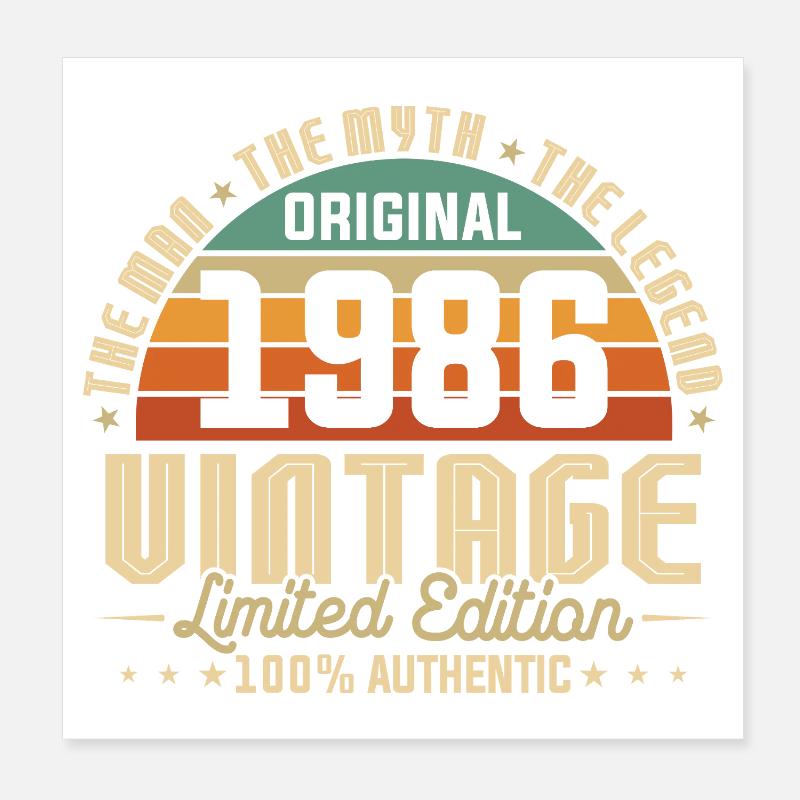 1986 Original Vintage Birthday Gift Poster 8" x 8" (20x20 cm)