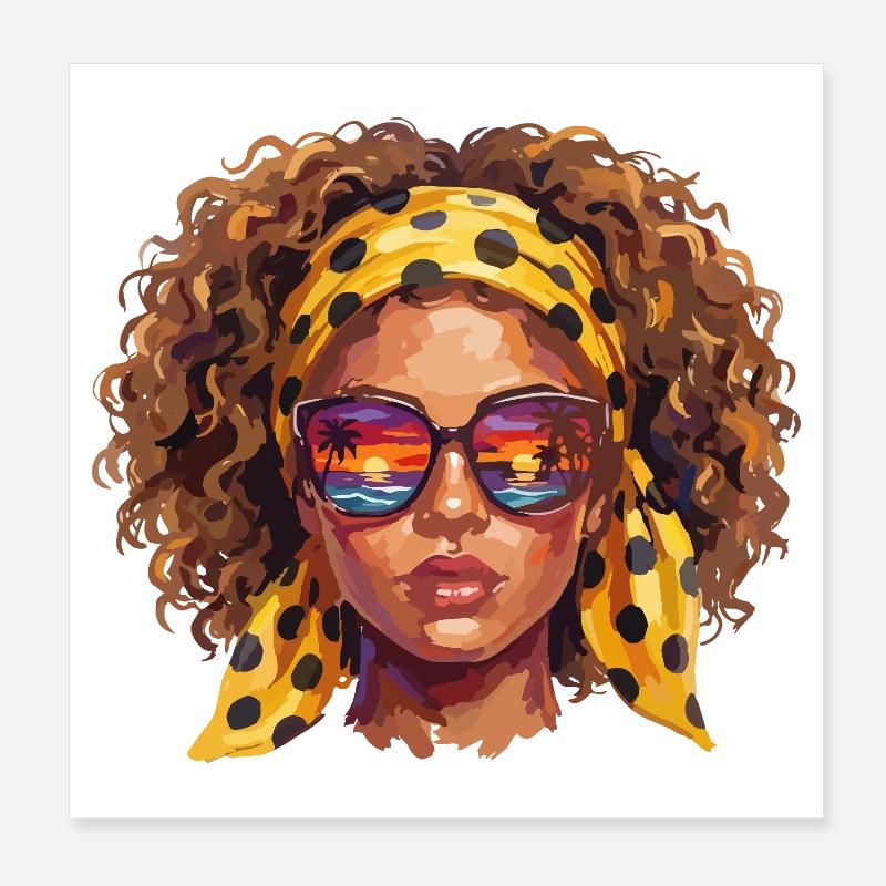 Frau mit Sonnenbrille  Poster 20x20 cm