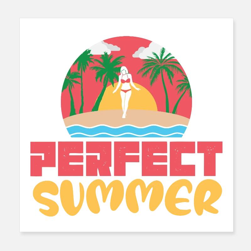 Design Rétro Parfait Summer Beach Sunset Poster 20 x 20 cm