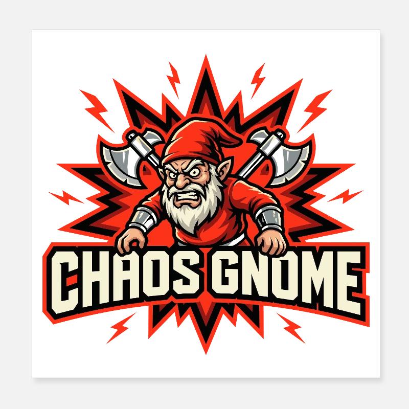 Evil Gnome, Dark Gnome, Goth Gnome, Funny Gnome Poster 8" x 8" (20x20 cm)