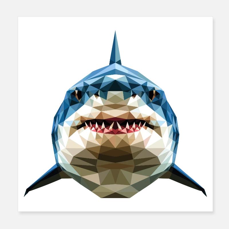Requin Requin tigre Plongeur Requins mignons Grand requin blanc Poster 20 x 20 cm
