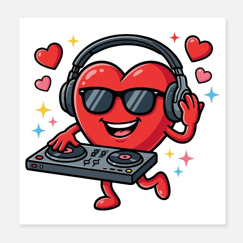 La Saint-Valentin DJ EDM DJ drôle la Saint-Valentin Poster 20 x 20 cm