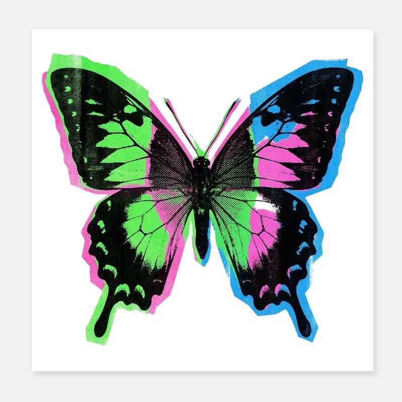 Papillon rétro vintage Poster 20 x 20 cm