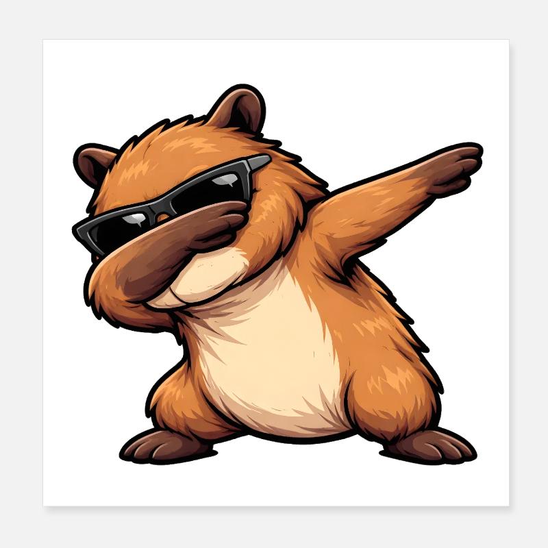 Dabbing Capybara Poster 20x20 cm