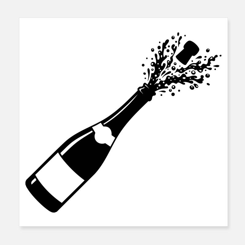 Silhouette Pop en bouteille pétillante Poster 20 x 20 cm