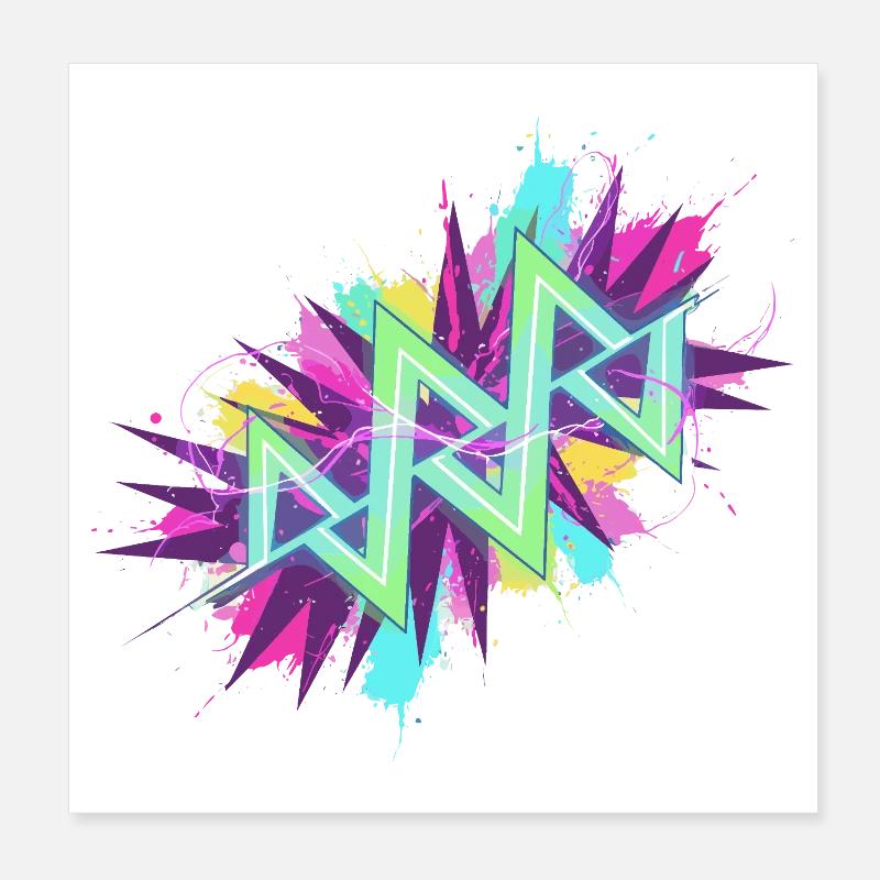 Neon Zickzack Graffiti Poster 20x20 cm