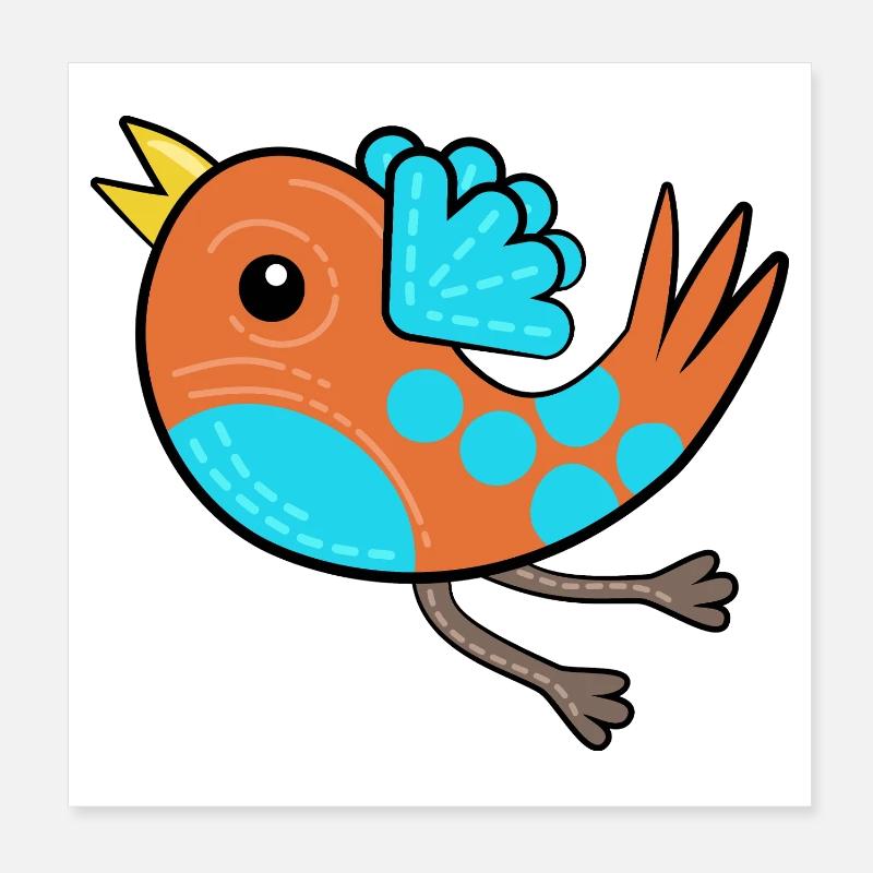 Litte Orange Bird Poster 8" x 8" (20x20 cm)
