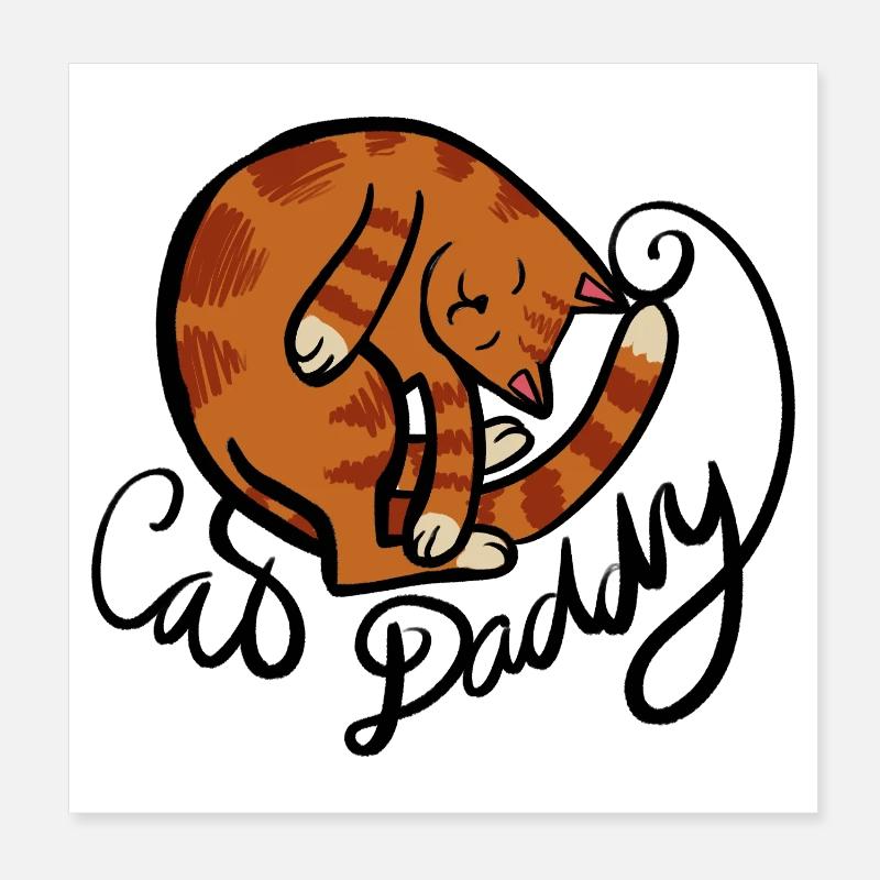 Illustration eines gekrümmten Tabby-Nickerchens Poster 20x20 cm