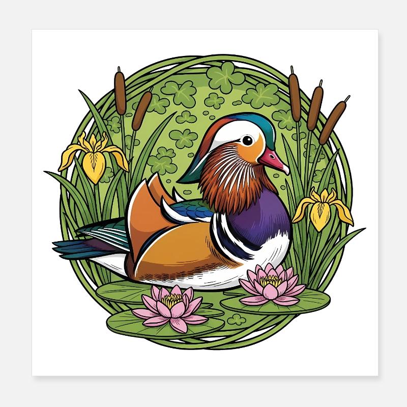 Mandarinente Poster 20x20 cm