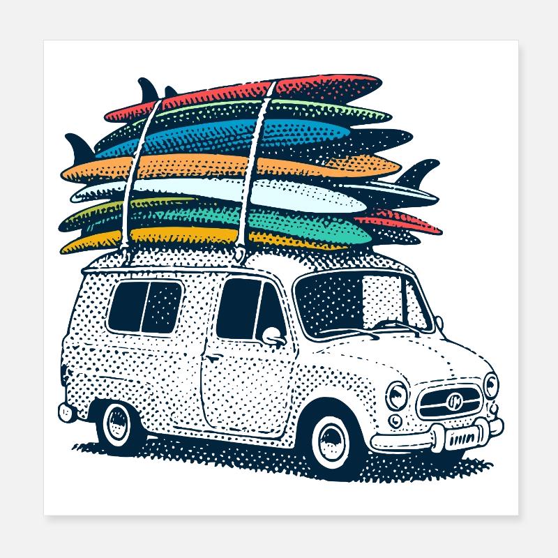 Vacances de surf Poster 20 x 20 cm