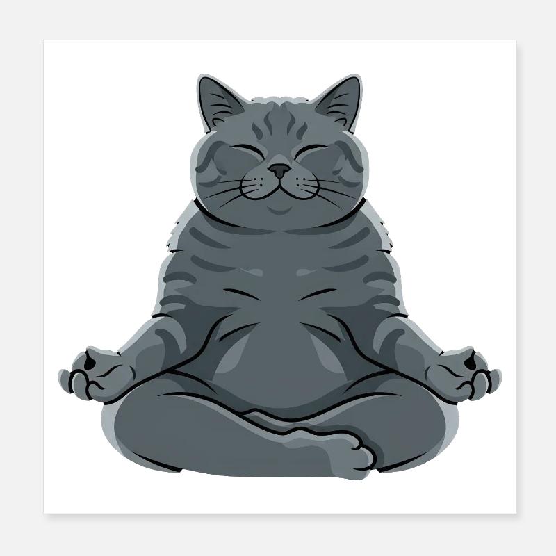 Meditierende Graue Katze Poster 20x20 cm