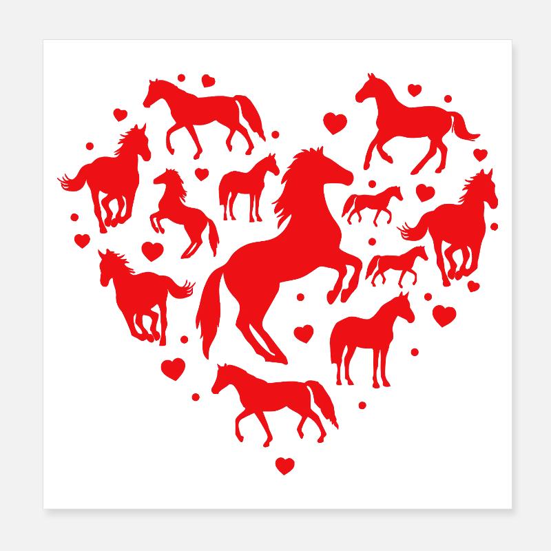 Silhouette du Cœur Équin Poster 20 x 20 cm