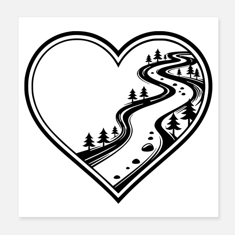 Cœur personnalisable avec forêt, sentier de randonnée Poster 20 x 20 cm