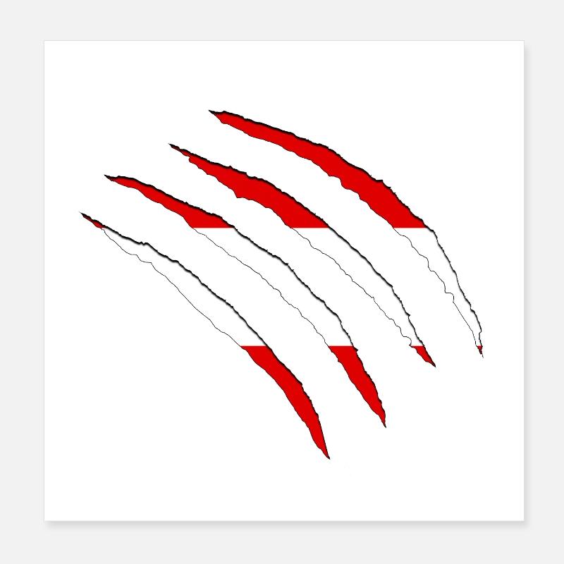 Griffe, rouge, blanc, marques de griffures, Noir Autriche Poster 20 x 20 cm