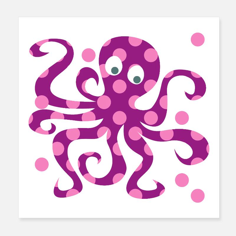 Nursery rose Octopus Dots Squid Poster 20 x 20 cm