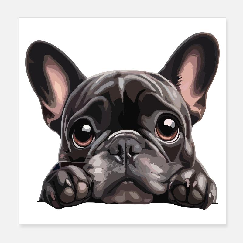 Graphique accrocheur de Buldog câlin Poster 20 x 20 cm