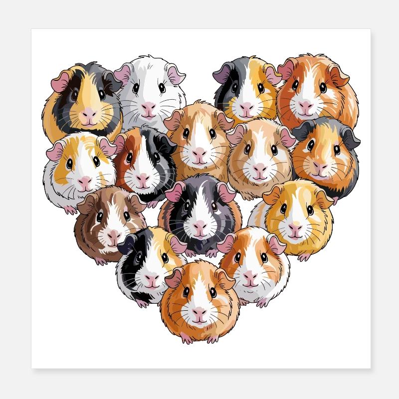 Cœur de cochon d’Inde pour cochon d’Inde Poster 20 x 20 cm