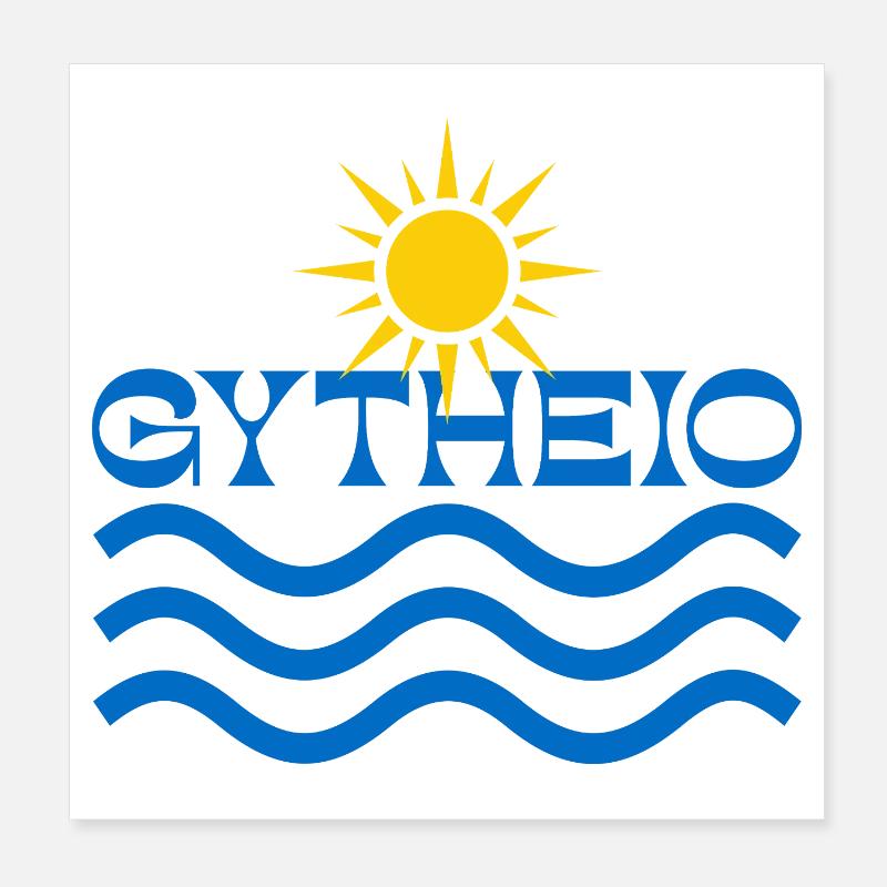 Gytheio Sun and Waves Poster 8" x 8" (20x20 cm)