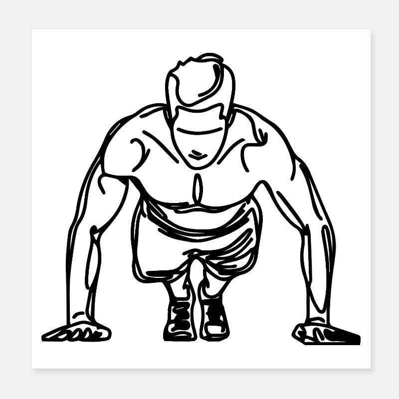 Bodybuilder Drawing Poster 8" x 8" (20x20 cm)