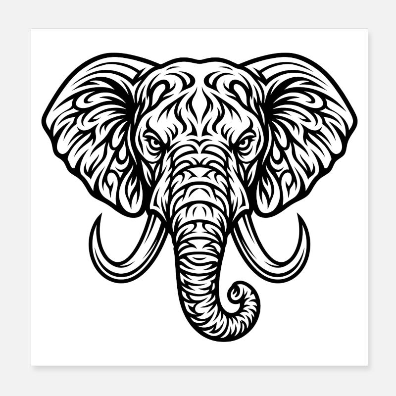 Majestic Elephant Head Poster 8" x 8" (20x20 cm)