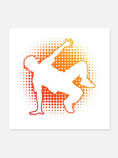 Geschenkidee für den Hip-Hop-Tänzer mit Breakdance - Poster 20x20 cm - Weiß - Vorne