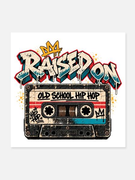 Hip Hop, Kassette, 90er Jahre, 80er Jahre Party - Poster 20x20 cm - Weiß - Vorne