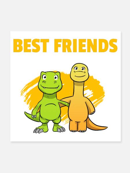 Best Friends Dinos Beste Freunde Dinosaurier - Poster 20x20 cm - Weiß - Vorne