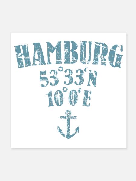 Hamburg Koordinaten - Poster 20x20 cm - Weiß - Vorne