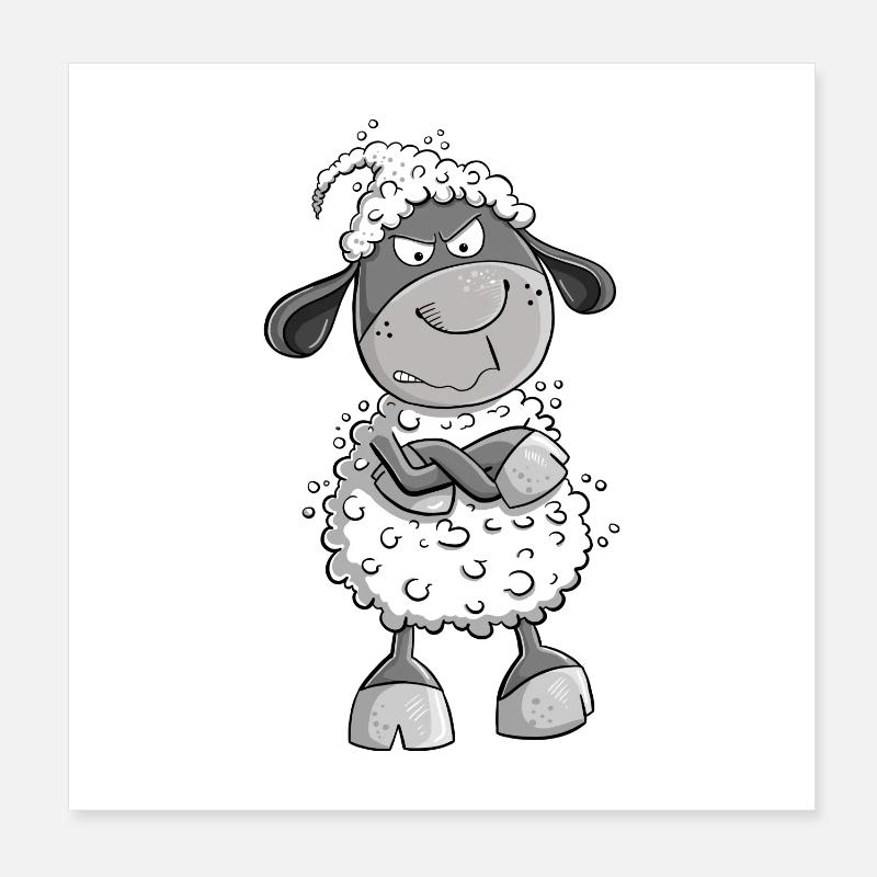 Nö Schaf I Nein Statement Comic Tiermotiv Fun Poster 20x20 cm