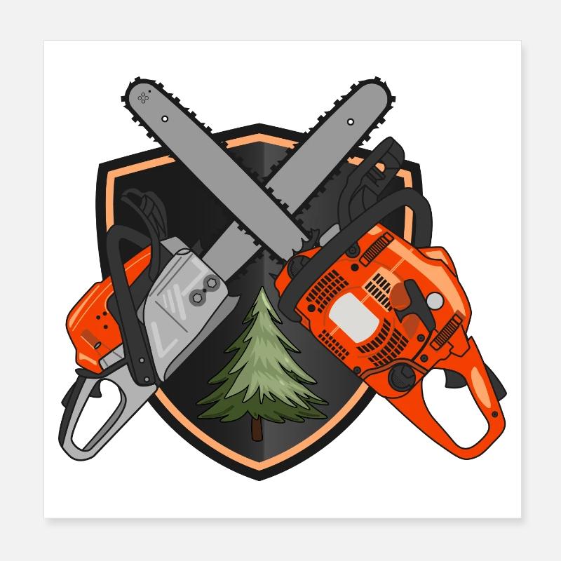 Chainsaws on shield Poster 8" x 8" (20x20 cm)