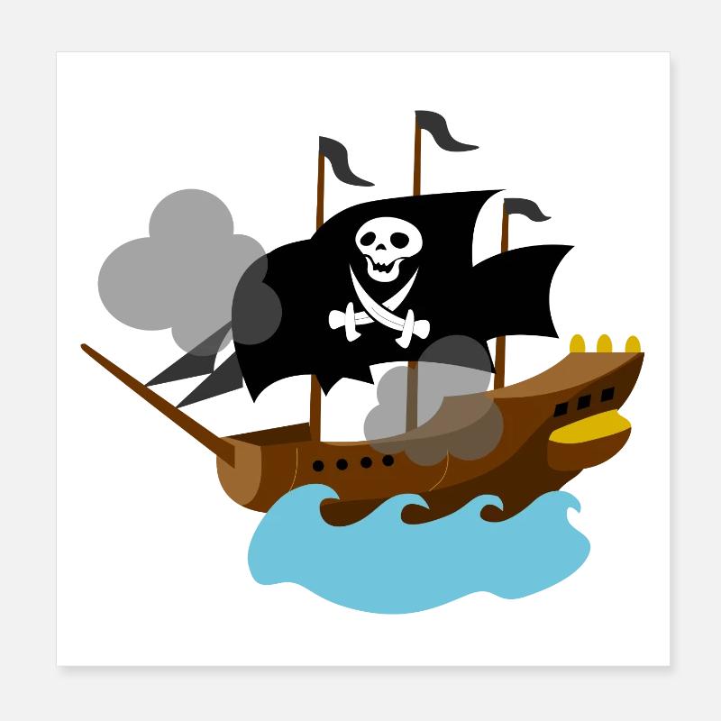 Bateau pirate en mer Poster 20 x 20 cm